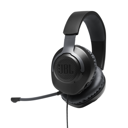 JBL Quantum 100 - Black - Wired over-ear gaming headset with flip-up mic - Hero